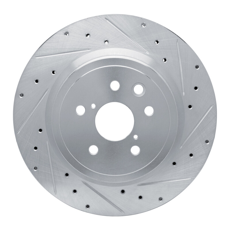 Lexus IS F Brake Rotor (1) - Rear Right - R1 Concepts - Drilled & Slotted - Silver - `08-`14